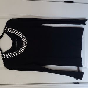 Black Sweater‎ with Jewels Willi Smith Medium Long Sleeve